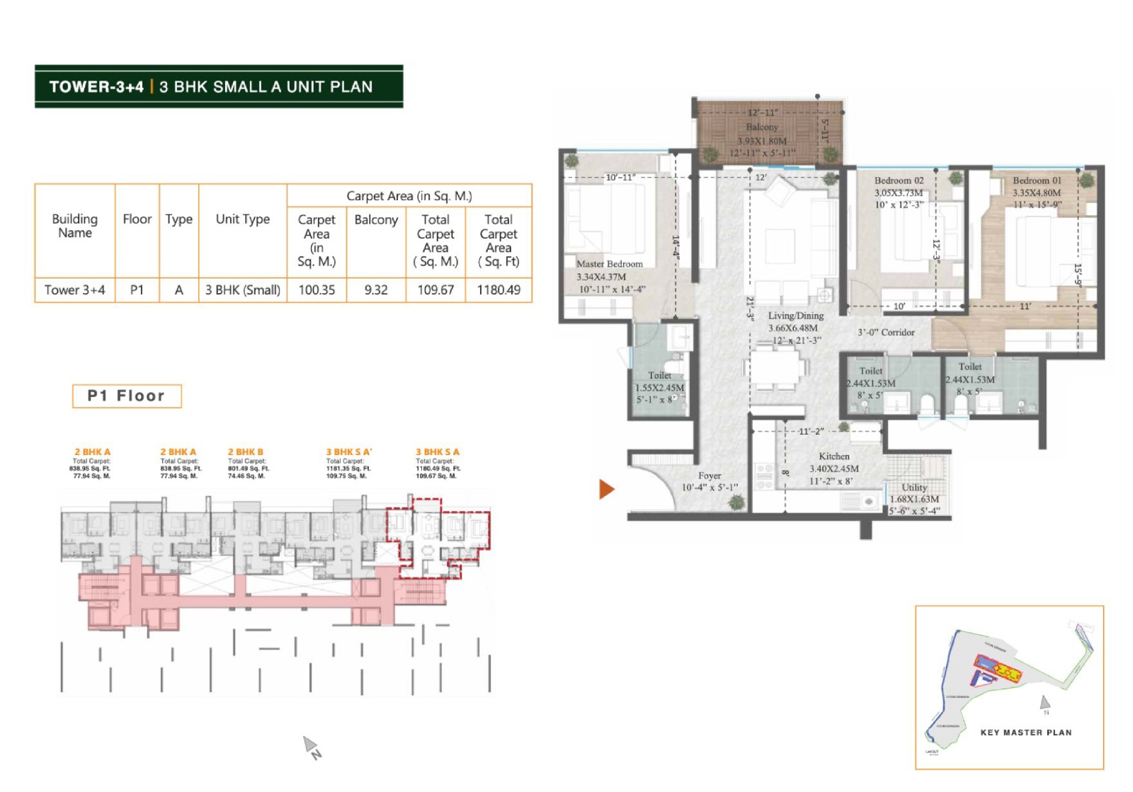 bramha Sun Valley 3 BHK Plan